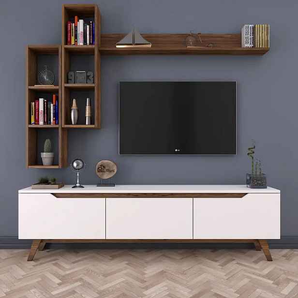 Casarredo Obývací stěna TORNACO - bílá/ořech