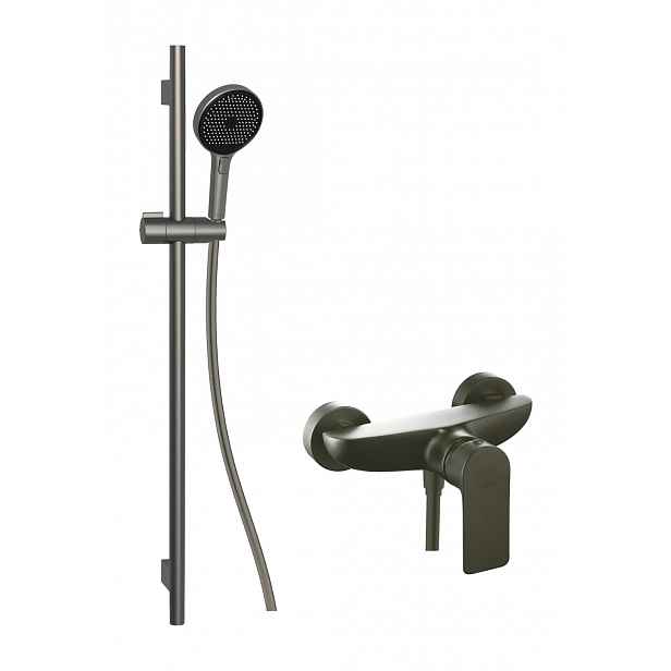 kielle Vega - Sprchový set s baterií, tyčí, hadicí a sprchovou hlavicí EcoSpare, gun metal 20618SP13