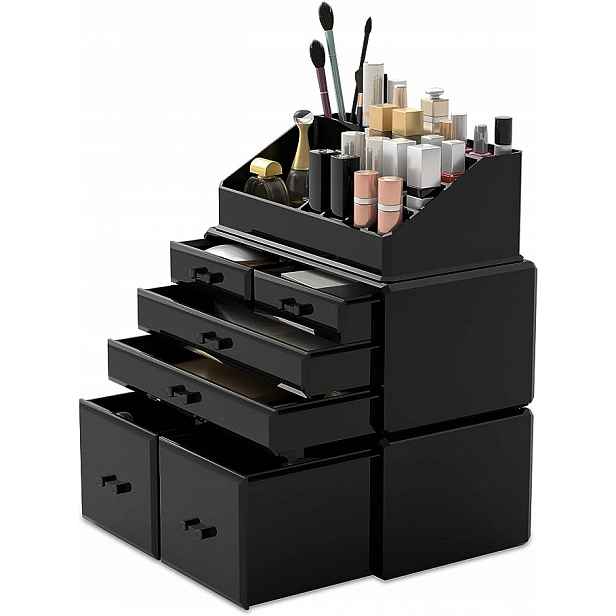 Organizér Na Kosmetiku Na Makeup se zásuvkami Na Šperky, černý Krabička