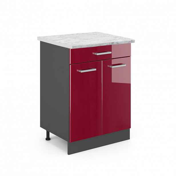 Vicco SPODNÍ SKŘÍŇKA KUCHYŇSKÉ LINKY R-Line Červená vysoký lesk 60 cm PD Mramor
