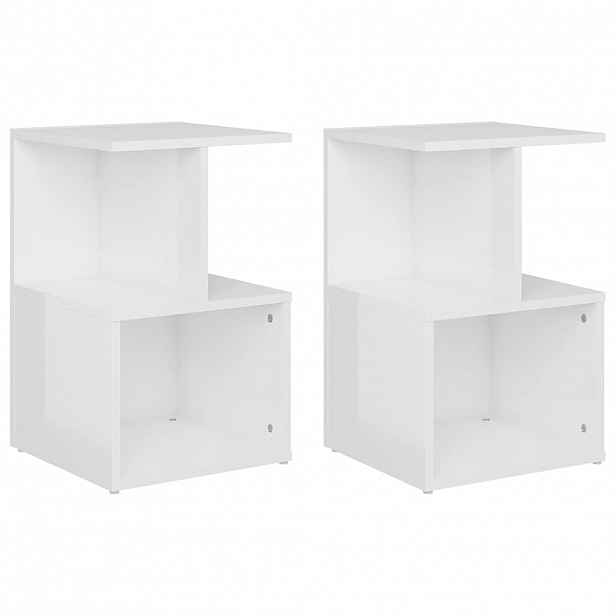 vidaXL Noční stolky 2 ks bílé vysoký lesk 35x35x55cm kompozitní dřevo