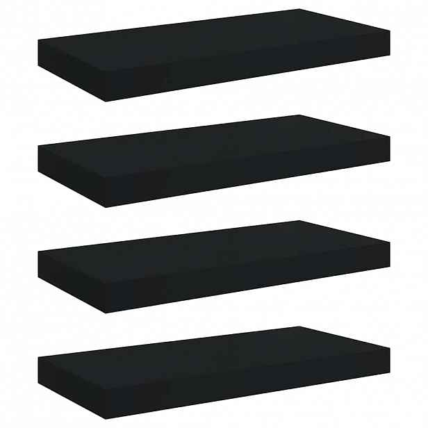 vidaXL Plovoucí nástěnné police 4 ks černé 50 x 23,5 x 3,8 cm MDF
