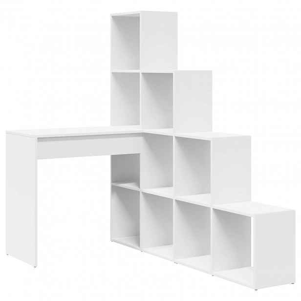 vidaXL Rohový psací stůl s policí Bílá 101,5 x 149,5 x 149,5 cm