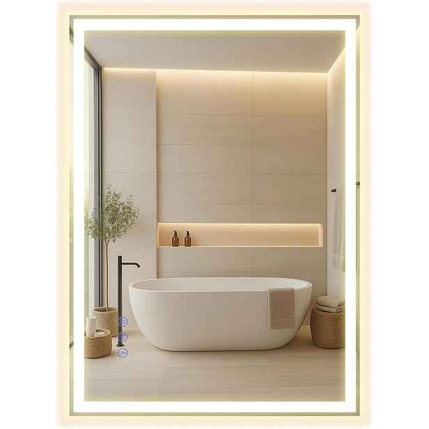Zrcadlo Songmics Led proti parám závěsné 50,7×70,7 cm bílé