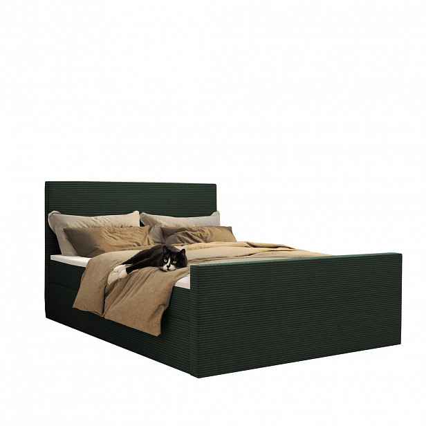 Kaiser Möbel KONTINENTÁLNÍ POSTEL s úložným prostorem a topperem VIESTA tkanina Poso Zelená 200x200 cm H2-Pocket