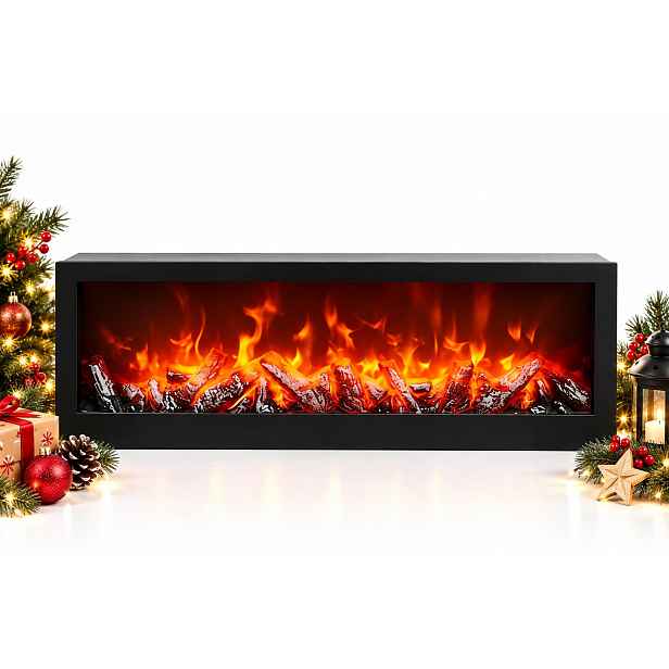 Led Dekorativní Krb 60 CM Efekt Plamene Černý Usb 3X Stolní
