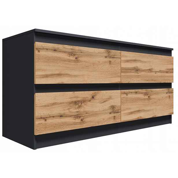 Skříňka Rtv stolek CR3-RTV-4 127 cm grafit-wotan, prostorná komoda, 4 zásuvky