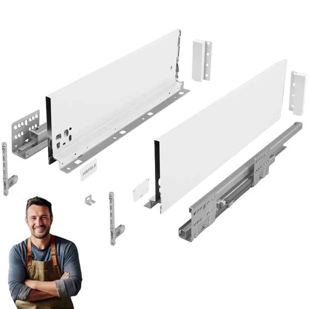 Šuplík Hafele Matrix Slim 350 mm H-135 35 kg 514.13.822 Tenkostěnná Bílá