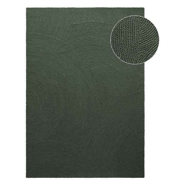 Tmavě zelený ručně tkaný vlněný koberec 80x150 cm Calmio – Hanse Home