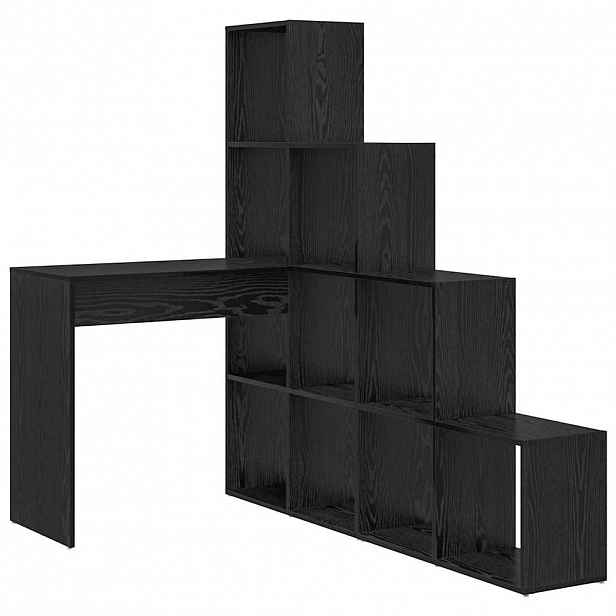 vidaXL Rohový psací stůl s policí Černý dub 101,5 x 149,5 x 149,5 cm