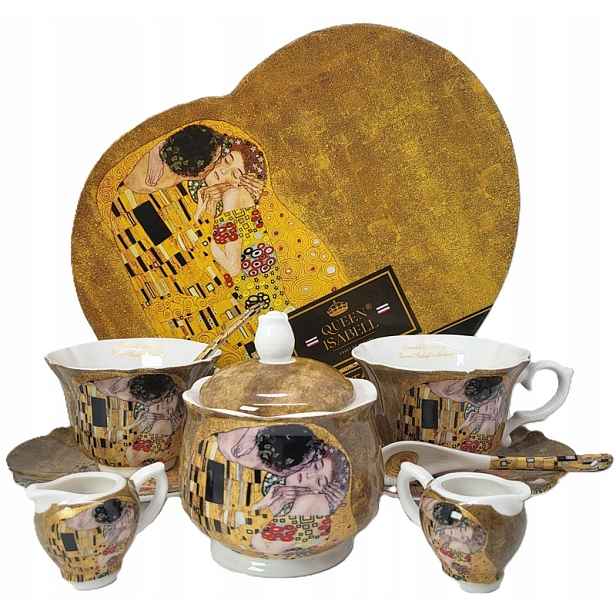 Sada pro dva Gustav Klimt šálky lžičky cukřenka 2x mlékovka