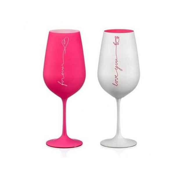 sklen. 550ml, 2ks, LOVE, růžový Crystalex, 40729/550/K0821, DB