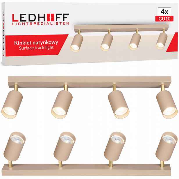 Stropní svítidlo béžová Lustr Kašmir 4x GU10 Led Nastavitelná Premium zlatá