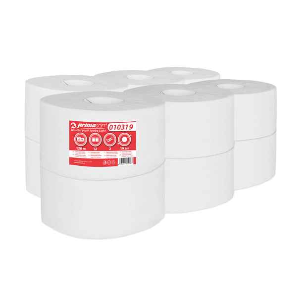 Toaletní papír PrimaSoft 190, 2-vr., cel., extra bílá (bal.12ks) 010319