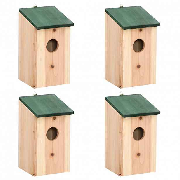 vidaXL Ptačí budky 4 ks dřevěné 12 x 12 x 22 cm