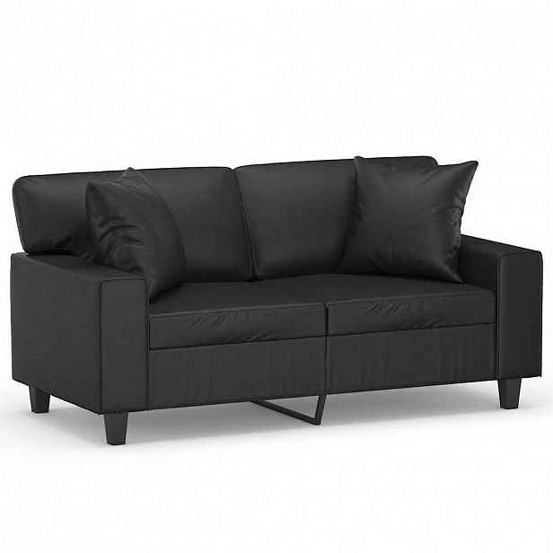vidaXL 2místná pohovka s polštáři černá 120 cm umělá kůže