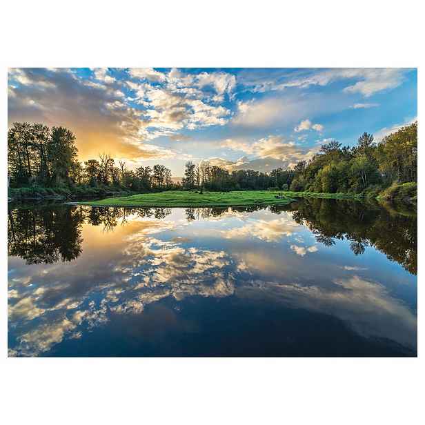 Fototapeta Řeka jezero mraky les odraz vinylová 368x254 lepidlo