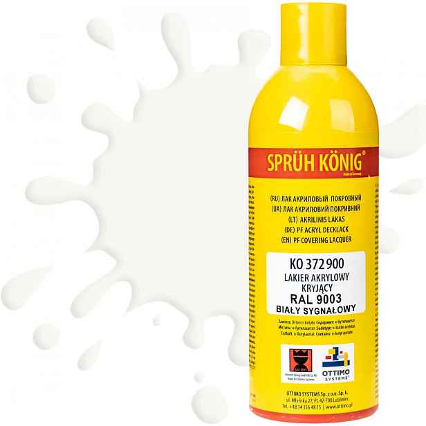 Ko 372 Krycí akrylový lak Ral 9003 bílý signální polomat 400 ml barva