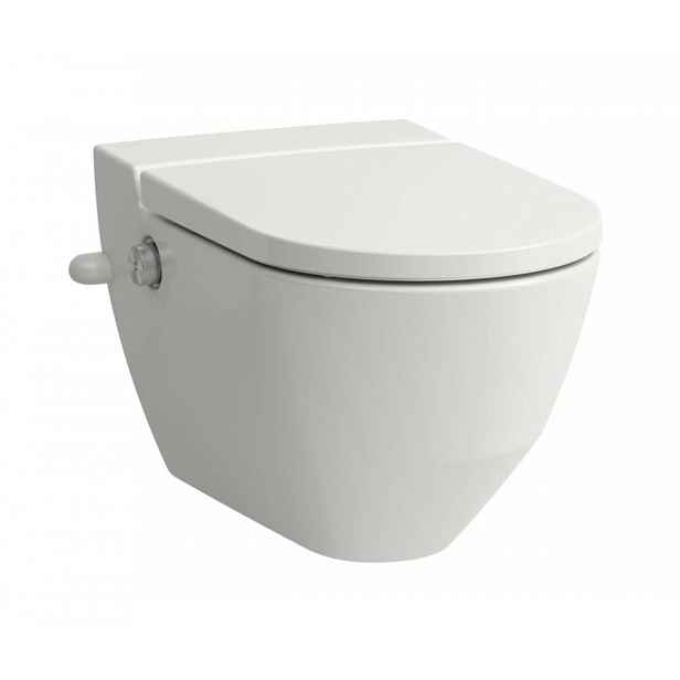 Laufen Cleanet Navia - Elektronický bidet s keramikou, závěsný, boční přívod vody, Rimless, SoftClose, LCC Active, bílá H820601A007171