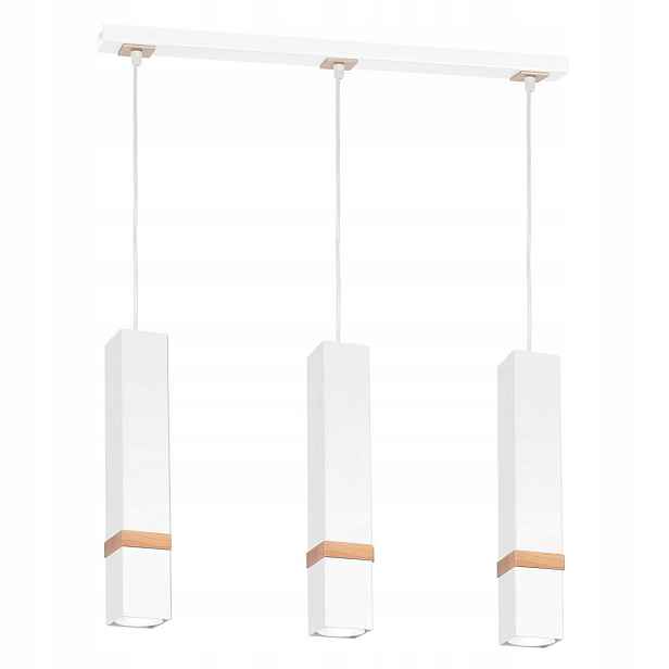 Závěsná lampa Vidar bílá GU10 dřevo kov obývací pokoj
