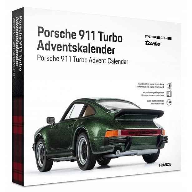 Adventní kalendář Porsche 911 Turbo 1:43 model auta pro skládání zvuku