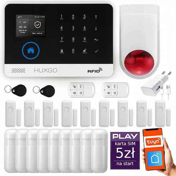 Bezdrátový alarm WiFi Gsm 4G, sada alarmu Huxgo HXA003 R9D9WS