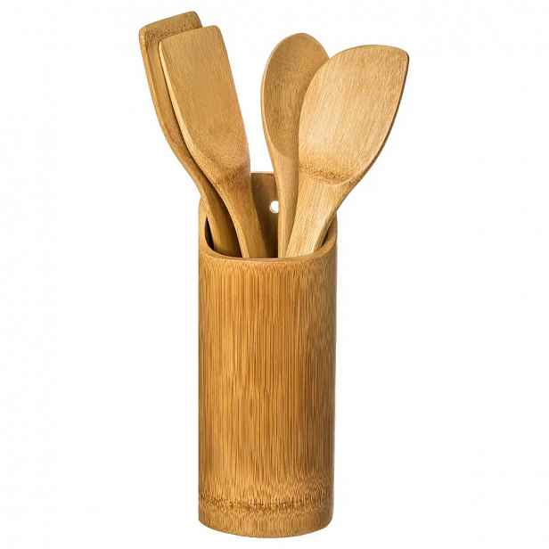 Sada kuchyňského načiní KITCHERO 4 vařečky a stojan, bambus
