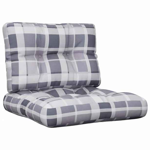 vidaXL Podušky na palety 2 ks šedé kárované textil