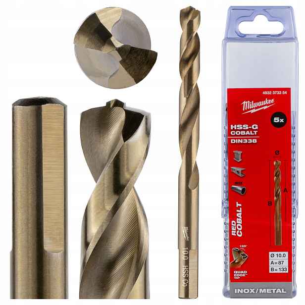 Kobaltové vrtáky do kovu 10 mm 5ks z nerezové oceli Milwaukee Cobalt