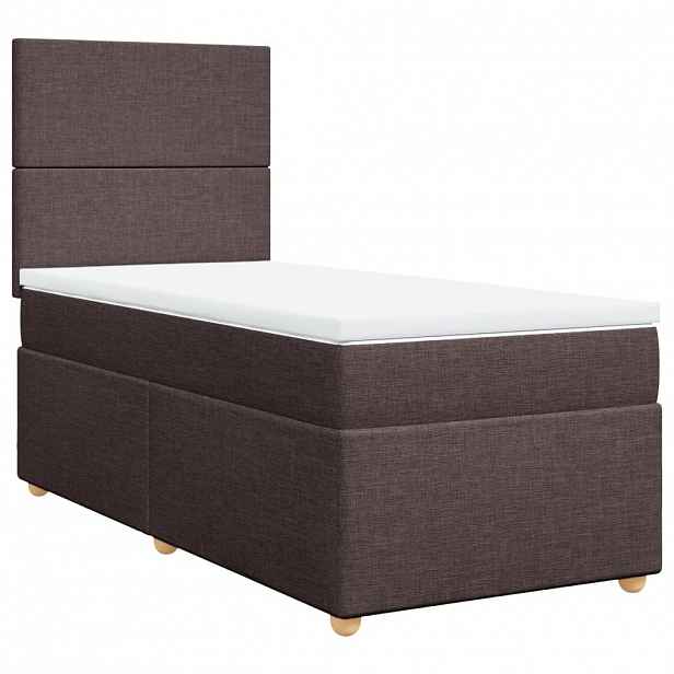 vidaXL Box spring postel s matrací tmavě hnědá 100 x 200 cm textil