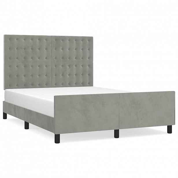 vidaXL Rám postele bez matrace světle šedý 140 x 200 cm samet