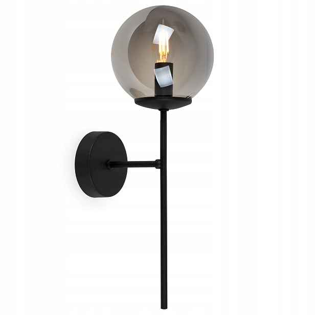 Černá Nástěnná Lampa Skleněná Koule Grafit Do Obývacího Pokoje Kuchyně Ložnice