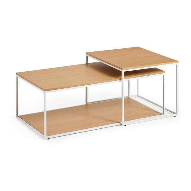 Konferenční stolky v sadě ve světle přírodní barvě 2 ks s deskou v dubovém dekoru 50x100 cm Yoana – Kave Home