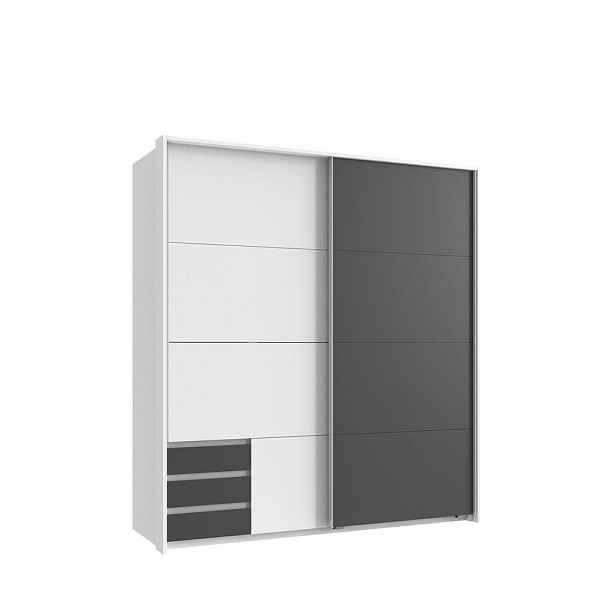 luma-home SKŘÍŇ S VZVÁJENÝMI DVEŘMI, 183 × 65 × 200 cm (Š×H×V), skříň Passepartout v bílé barvě, 1x dveře a viditelné zásuvky v grafitové barvě / 2269