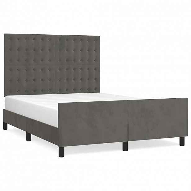 vidaXL Rám postele bez matrace tmavě šedá 140 x 200 cm samet