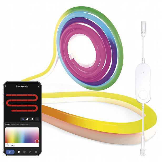 GoSmart ohebný Led pásek Neon bílý, 5 m, 33 W, Rgbic stmívatelný, WiFi