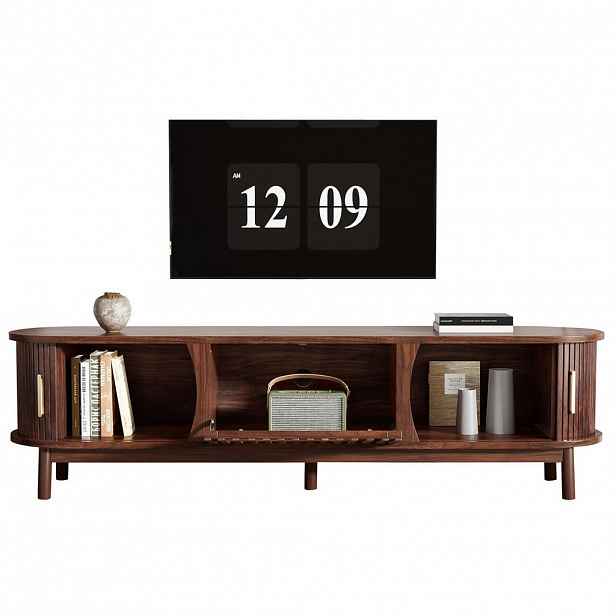 OKWISH TV stolek 165/39,5/46 cm hnědý z MDF se zásuvnými a výklopnými dvířky