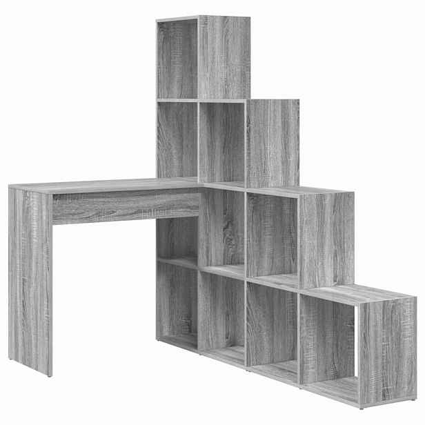 vidaXL Rohový psací stůl s policí Šedá Sonoma 101,5 x 149,5 x 149,5 cm