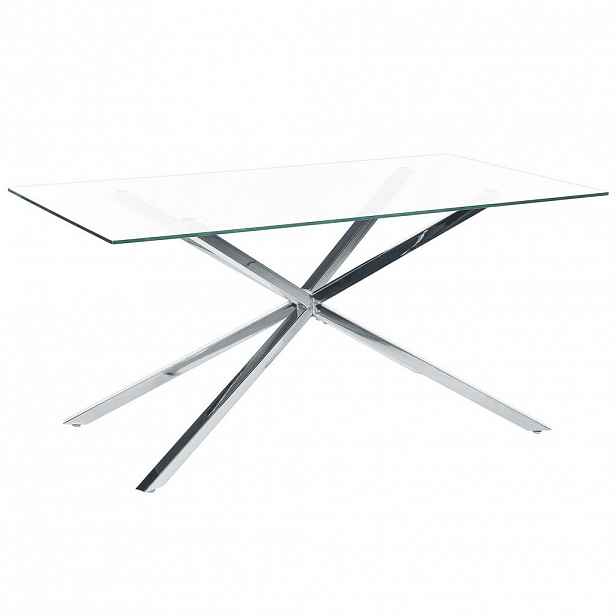 Beliani JÍDELNÍ STŮL 160/90/75 cm Stříbrně zbarvený, Průhledný Obdélníkový Cora