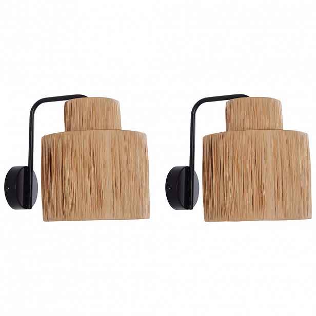 Beliani NÁSTĚNNÁ LAMPA 2 ks sada Přírodní/Černá Shinfa