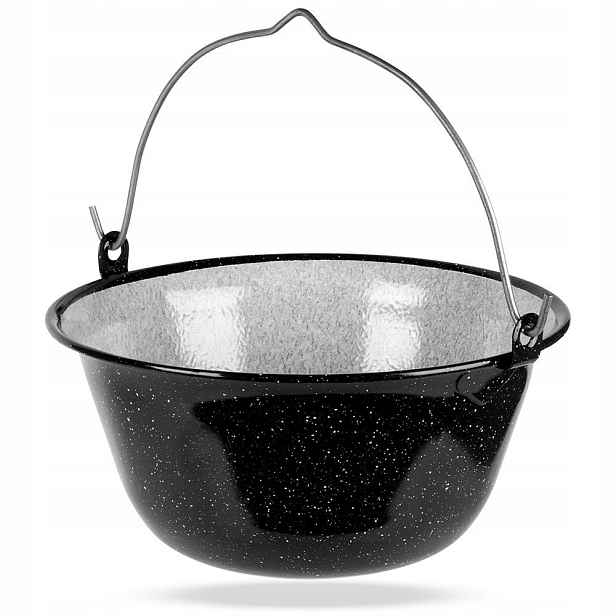 Maďarský Závěsný Smaltovaný Kotlík 9,5 L, Průměr 36 CM Na Oheň