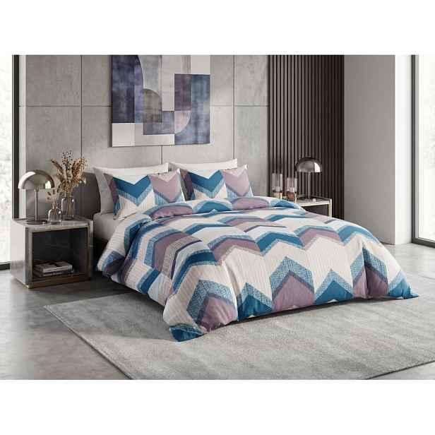 Povlečení z mikrovlákna CHEVRONIX modro-fialové Rozměr povlečení: 2 ks 70 x 80 cm | 160 x 200 cm