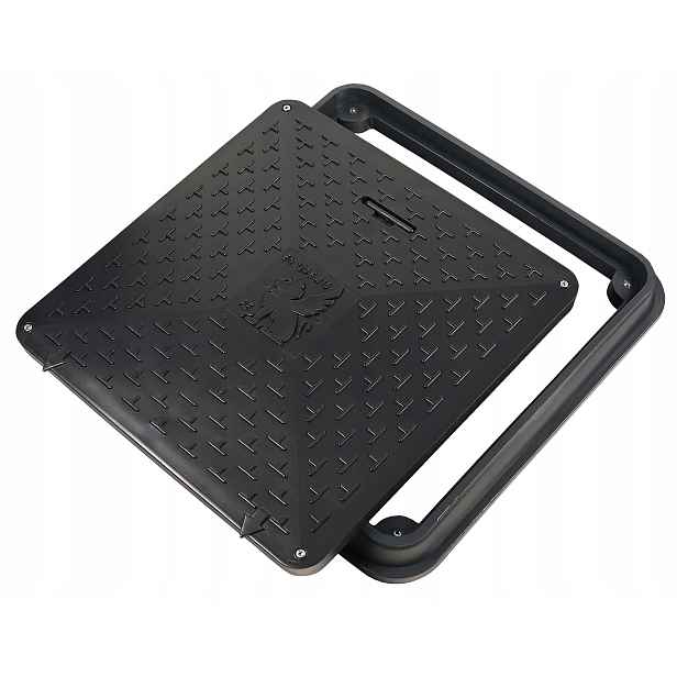 Zahradní poklop Pp 600x600 A15 uzamykatelný černý čtverec šroub H=70 mm