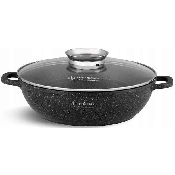 Nízký Hrnec Mramor 5.5 l na zapékání trouby Aroma Knob 32 cm Edenberg