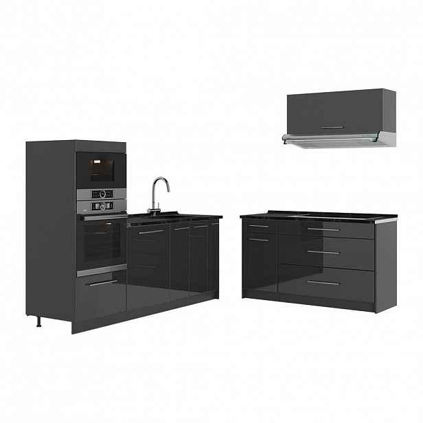 Vicco KUCHYNĚ Fame-Line, Antracitový vysoký lesk/Antracit, 340 cm, PD Antracit