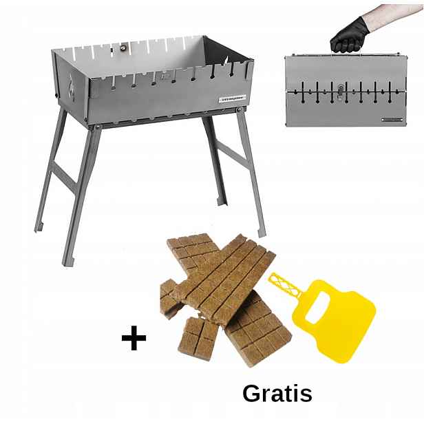 Mangal Grill Kufr na 8 špízů Skládací Uhlíkový Kov 2 mm Pevný