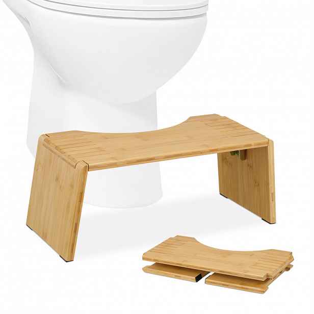Relaxdays STUPÁTKO Přírodní bambus skládací k WC
