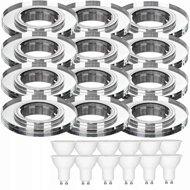 12 x Pevná Skleněná Stropní Lampa Halogenové Svítidlo Led Žárovky 3W