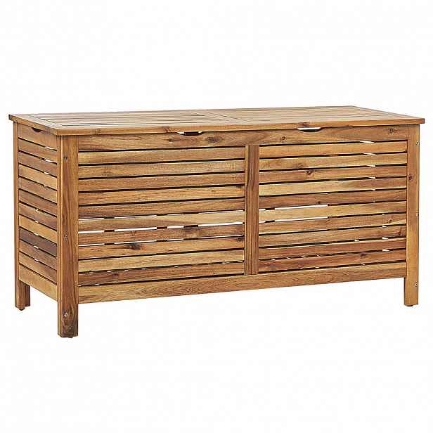 Beliani ÚLOŽNÝ BOX NA POLSTROVÁNÍ Akáciové dřevo světle hnědý 130/48 cm Riviera