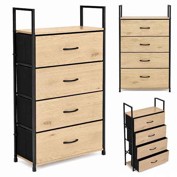 ModernHome GIC-C104-19 Komoda se 4 textilními zásuvkami 59 × 24 × 101 cm